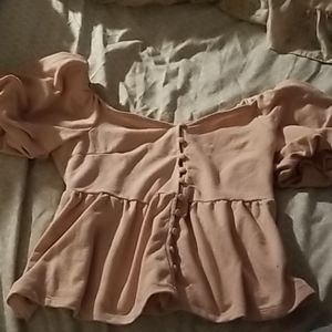 Cute pink off the shoulder crop top